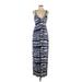 Neiman Marcus Cocktail Dress Plunge Sleeveless: Blue Zebra Print Dresses - Women's Size Large