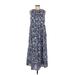 Vineyard Vines Casual Dress - Midi High Neck Sleeveless: Blue Floral Dresses - Women's Size Medium