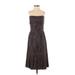 BCBG Paris Casual Dress - Midi Strapless Sleeveless: Brown Print Dresses - Women's Size 4