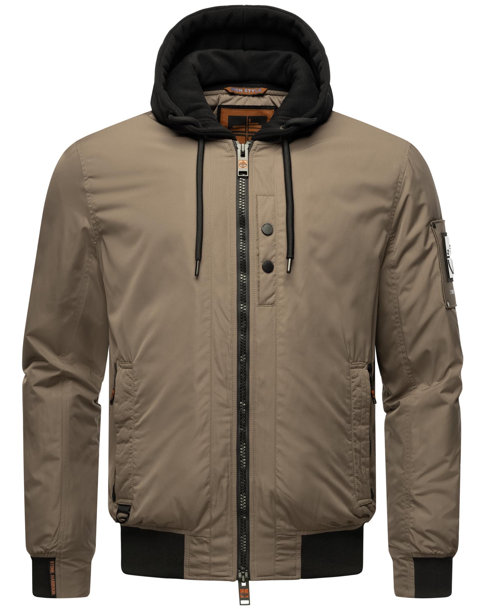 Bomberjacke STONE HARBOUR "Hoobo", Herren, Gr. XL (54), braun, Material: 100% Polyester, lässig geschnitten hüftbedeckend, hoch geschlossener Ausschnitt, Ärmel ohne Ärmelschlitz Rippstrickbündchen, Jacken Bomberjacke, Stylische Herren Fliegerjacke...