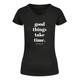 T-Shirt MERCHCODE "Damen Ladies Good Things Take Time Basic T-Shirt" Gr. S, schwarz (black) Herren Shirts T-Shirts