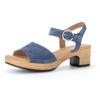 Sandalette GABOR "KRETA", Damen, Gr. 39, blau (jeansblau), Veloursleder, modisch, Schuhe, Blockabsatz, Sommerschuh, Riemchensandale mit Glitterdruck, Weite G