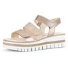 Keilsandalette GABOR, Damen, Gr. 38, beige (beige kombiniert), Leder, Ziegenveloursleder, metallic, modisch, Schuhe, Sommerschuh, Sandale, Keilabsatz, mit drei Klettverschlüssen