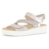 Keilsandalette GABOR, Damen, Gr. 40, beige (beige kombiniert), Ziegenveloursleder, Glattleder, sportlich, Schuhe, Sommerschuh, Riemchensandale mit regulierbaren Klettriemchen