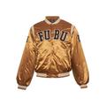 Bomberjacke FUBU "Herren FM233-001-1 College Satin Varsity Jacket" Gr. S, braun (brown, black, creme) Herren Jacken Sportjacken