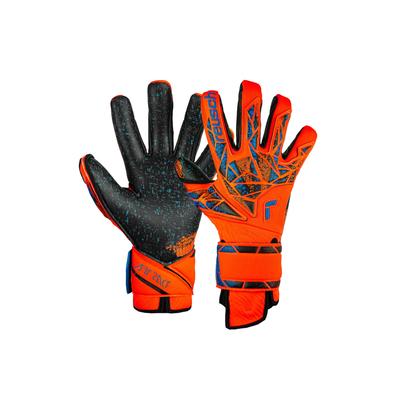 Torwarthandschuhe REUSCH "Attrakt Fusion Guardian", Damen, Gr. 9,5, orange (orange, blau), 79% Elastodien, 17% Polyester, 4% Polyamid, mehrfarbig, sportlich, Handschuhe, mit Evolution Negative Cut