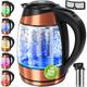 Bouilloire en acier inoxydable 1.8L 2200W Bouilloire en verre Fonction maintien au chaud Cuivre