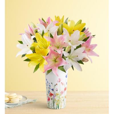 1-800-Flowers Seasonal Gift Delivery Sweet Spring Lily Single Bouquet W/ Floral Meadow Vase