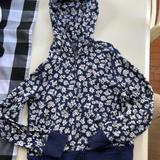 Polo By Ralph Lauren Shirts & Tops | Girls Zip Up Hoodie Pretty Flower Pattern Sz 8/10. Polo Brand | Color: Blue/White | Size: Mg