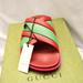 Gucci Shoes | Gucci Rubber Web Womens Criss Cross Slide Sandals Coral New Shamarock | Color: Pink/Red | Size: Various