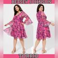 Torrid Dresses | Betsey Johnson Torrid Pink Bell Sleeve Mini Dress! | Color: Pink/Purple | Size: 3x