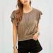 Free People Tops | Free People Easy Does It Tee Brown Beaded Top Size Small | Color: Brown | Size: S