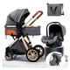 MEHWSUR Baby Stroller Infant Pushchair High Landscape Stroller Reversible Foldable Portable Standard Stroller Newborn Pram Baby Buggy Reclining Baby Carriage (Color : Gray)