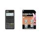 Casio FX-87DE Plus-2 Wissenschaftlich-Technischer Schulrechner & Duracell Specialty 2032 Lithium-Knopfzelle 3 V