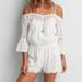 American Eagle Outfitters Pants & Jumpsuits | American Eagle Outfitters Xs Romper Off Shoulder White Eyelet Lace Bell | Color: White | Size: Xs