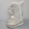 Nike Shoes | Nike "Sample" Y2k Sherpa Faux Fur Pompom Gray Leather Suede Winter Boots Size 7. | Color: Gray | Size: 7