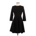 Express Casual Dress - A-Line High Neck 3/4 sleeves: Black Solid Dresses - Women's Size Small