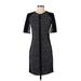 Elie Tahari Casual Dress - Sheath Crew Neck Short sleeves: Black Color Block Dresses - Women's Size 2