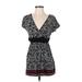 Max Studio Casual Dress - Wrap: Black Print Dresses - Women's Size Small