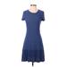 Gap Casual Dress - A-Line Crew Neck Short sleeves: Blue Print Dresses - Women's Size X-Small