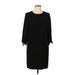 CeCe Casual Dress - Shift Crew Neck 3/4 sleeves: Black Print Dresses - Women's Size 10