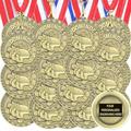 Equsion 36 Pcs Award Medals with Neck Ribbons Gold Sports Awards for Kids Adult Football Baseball Basketball Player Team Sports Party Trophy Participation Winner Recognition Gift Tournament (Dominoes)