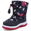 EQUICK Boys Girls Winter Boots Waterproof Lightweight Snow Boots with Fur Outdoor (Toddler/Little Kid/Big Kid), S.navy blue, 17.0 cm