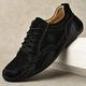 VOSMII Sandal Men Casual Shoes Leather Fashion Men Sneakers Handmade Breathable Mens Boat Shoes Plus Size 38-48 (Color : Schwarz, Size : 10)