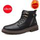 VIPAVA Men's Snow Boots High quality men's boots in winter High height men's shoes Cushion 8cm leather motorcycle boots Combat boots Men's cowboy boots (Color : Black fur, Size : 6.5 UK)