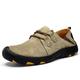 VIPAVA Men's Boots Leather Casual Shoes, Men's Shoes, Men's Loafers, Walking Sports Shoes, Breathable Outdoor Training Shoes (Color : Khaki, Size : 10)