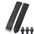 TINTAG 20mm Cowhide Watch Bands for Omega Seamaster 300 Speedmaster DE VILLE Watch Strap for Men Bracelet Point buckle for man woman (Color : Black black black, Size : 22mm)