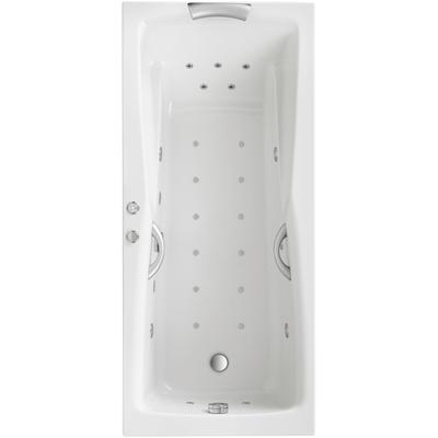 Whirlpool-Badewanne OTTOFOND "Atlanta", weiß, B:80cm L:180cm, Sanitäracryl, Badewannen, 180x80 cm, inkl. 1 Nackenstütze und 2 Griffe in silbermatt