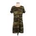 ALTERNATIVE Casual Dress - Mini Scoop Neck Short sleeves: Brown Print Dresses - Women's Size Medium