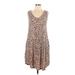 24/7 Maurices Casual Dress - A-Line Scoop Neck Sleeveless: Brown Leopard Print Dresses - Women's Size Large