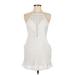 L Space Casual Dress - Mini High Neck Sleeveless: White Solid Dresses - Women's Size Medium