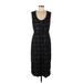 Rebecca Taylor Casual Dress - Midi Scoop Neck Sleeveless: Black Grid Dresses - Women's Size 6