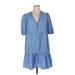 Sandra Darren Casual Dress - Mini: Blue Print Dresses - Women's Size 14
