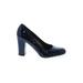 Alfani Heels: Pumps Chunky Heel Work Blue Solid Shoes - Women's Size 9 - Almond Toe