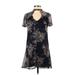 Blue Rain Casual Dress - Mini Mock Short sleeves: Black Print Dresses - Women's Size X-Small