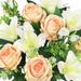 Set of 2 Peach Cream Artificial Mixed Rose Stargazer Lily Flower Stem Bush Bouquet 18in - 18" L x 11" W x 11" DP