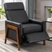 Wood-Framed PU Leather Recliner Chair Adjustable Home Theater Seating Modern Living Room Recliners, Black