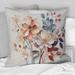 Designart "White Botanical Collage" Abstract Botanicals Printed Throw Pillow