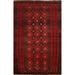Red Geometric Balouch Persian Rug Handmade Wool Carpet - 3'10"x 6'2"