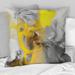 Designart "Mustard Yellow And Vivid Gray I" Abstract Printed Throw Pillow