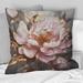 Designart "Pink Gold Peonies Petals" Floral Peony Printed Throw Pillow