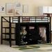 Twin/Full Size Low Loft Bed with Storage Drawers and Small Wardrobe, Metal Loft Bedframe with Storage Staircase for Kids Teens