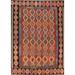 Geometric Kilim Reversible Area Rug Flatweave Oriental Wool Carpet - 8'2"x 11'5"