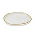 Set of 4 Organic Shaped Plates, White with Gold Sides