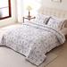 Ophelia & Co. Alsip Cotton Percale Lightweight Reversible Embroidered Quilt Set Cotton Percale in Blue/White | Wayfair