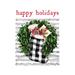 The Holiday Aisle® Happy Holidays Stocking Wreath On Canvas by Lettered & Lined Print in Black/Green/Red | 30" H x 20" W x 1.25"D | Wayfair